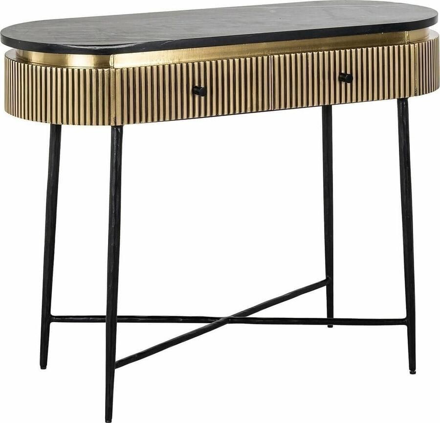 Richmond Interiors Richmond Sidetable Ironville Marmer en Brass 100cm Goud