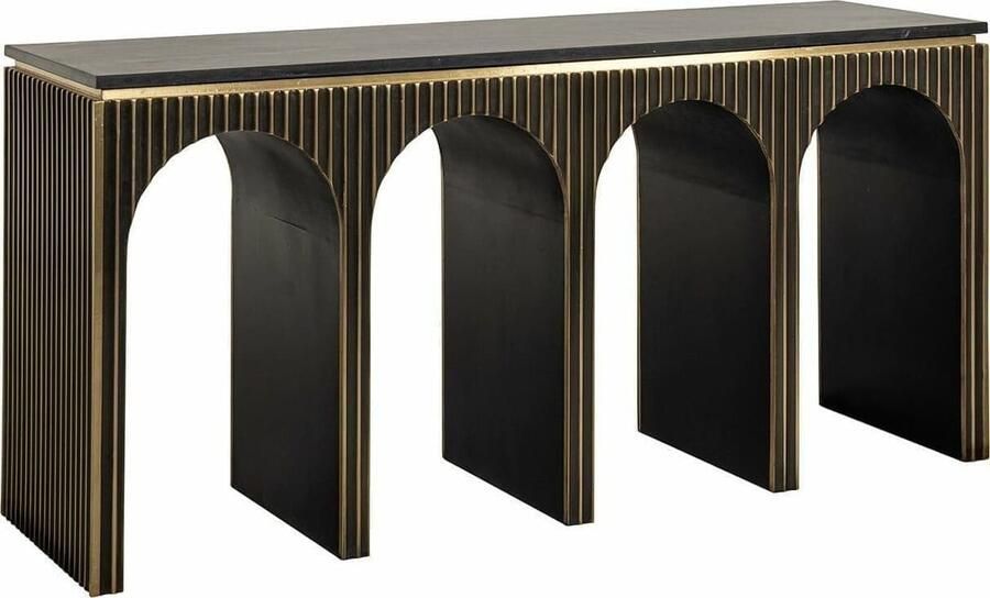 Richmond Interiors Richmond Sidetable Les Arcs Marmer en brass 160cm Brushed gold