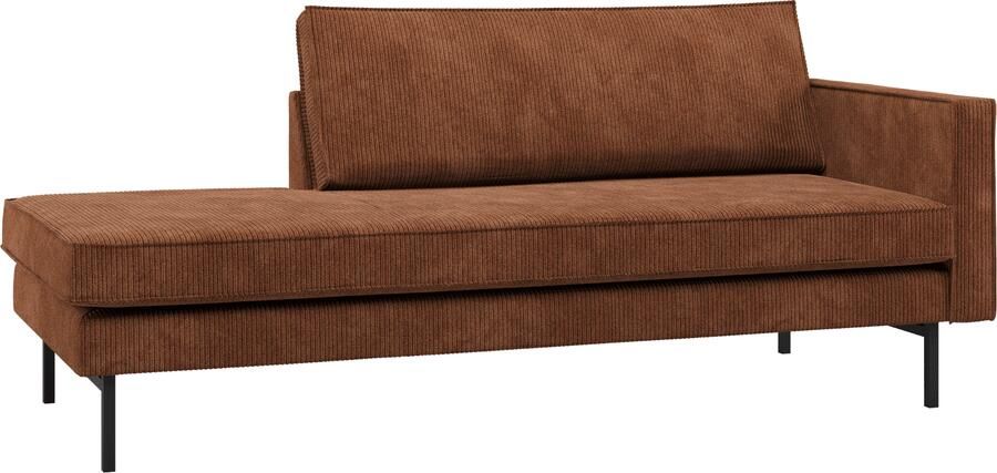 Rodeo daybed rechts ribstof roestbruin