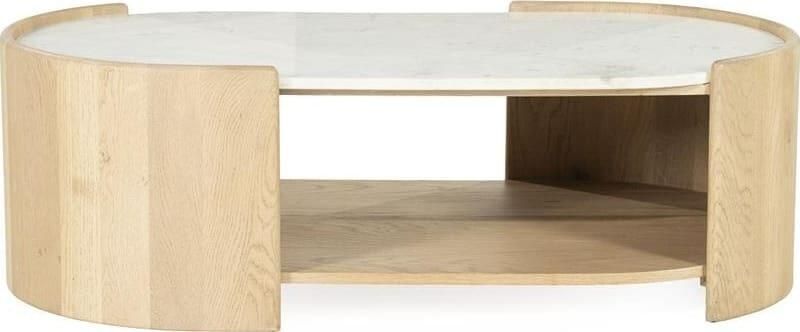 Eleonora Ovale Salontafel Don Marmer en eikenhout 110 x 60cm Naturel Ovaal