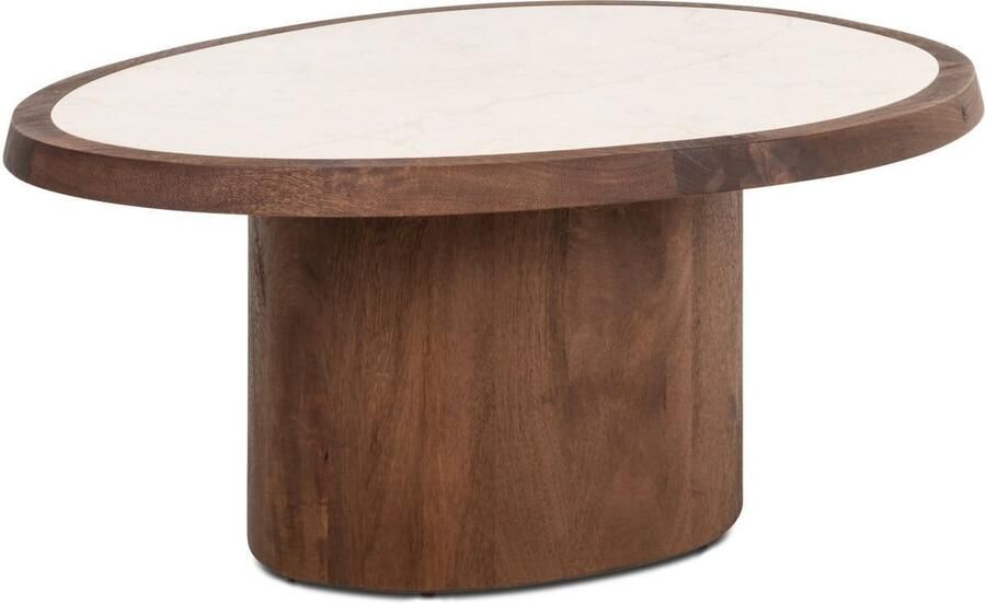 Richmond Interiors Richmond Organische Salontafel Melrose Marmer en mangohout 90 x 70cm Bruin