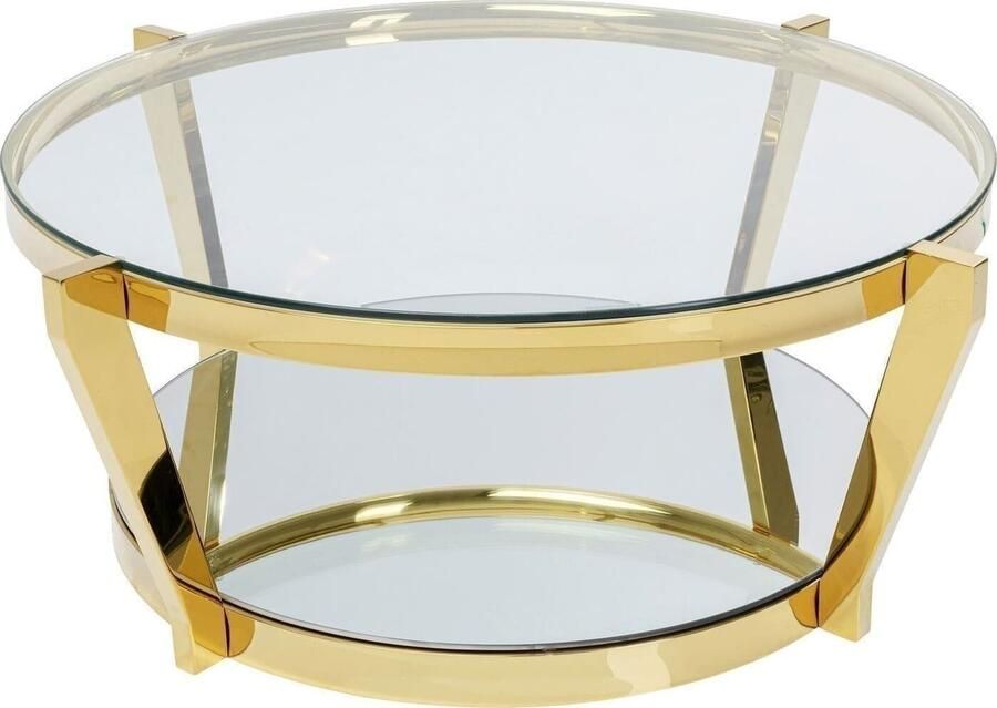 Kare Design Monocolo Ronde Salontafel 90 Cm Glazen En Goudkleurig