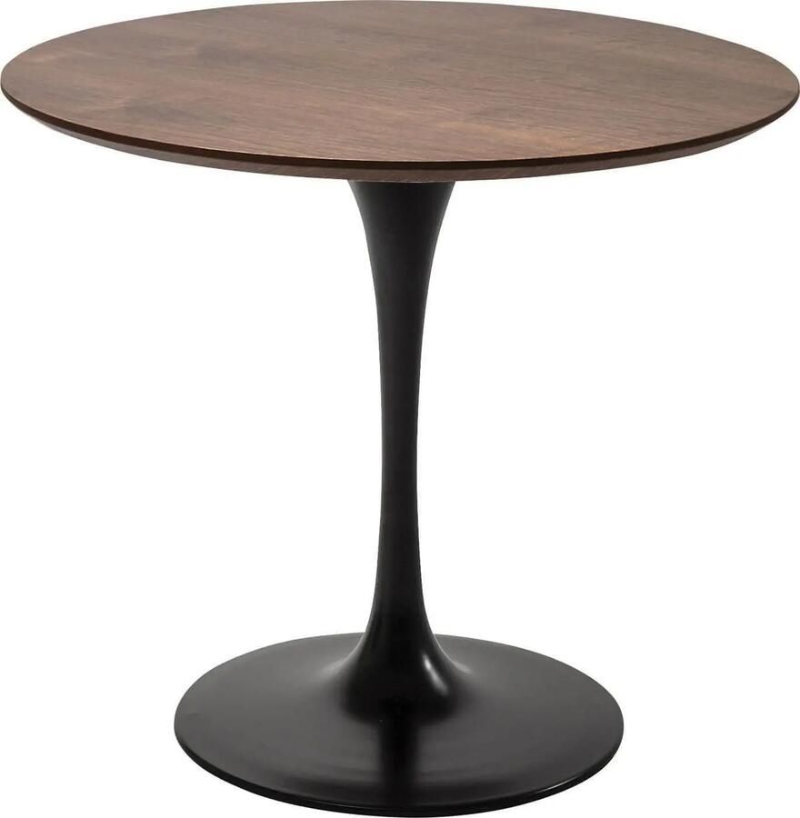 Kare Design Invitation Ronde Eettafel Ø90x76 Tafelblad Walnoot Zwart Onderstel