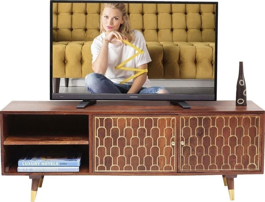 Kare Design Muskat TV-Meubel 2-Deurs B140 X D35 X H50 Cm Bruin Mangohout