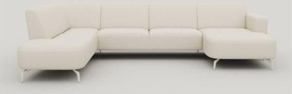 Twist ottomane big links+2.5-zitsbank zonder armen+longchair arm rechts poot 16 cm. silk grey+pocket