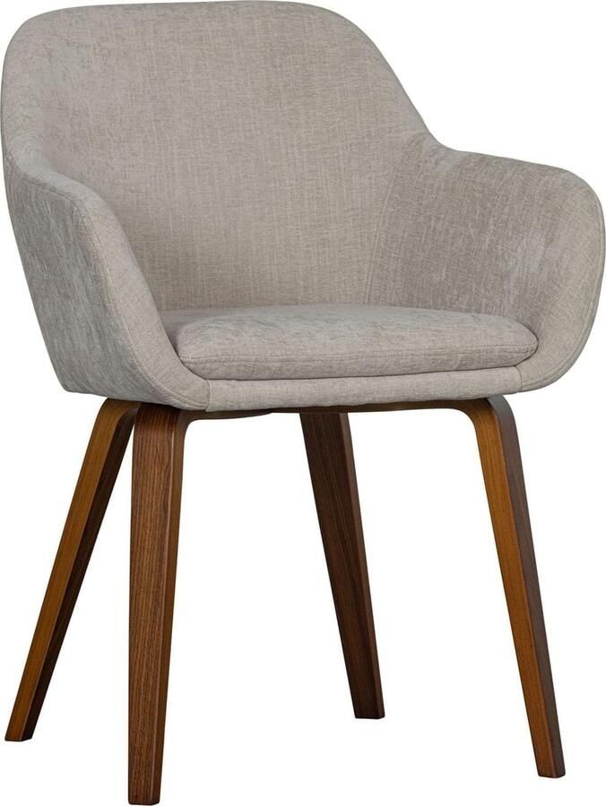 Vtwonen | Base Eetkamerstoel Fluweel Melange Zand | Zitmeubels eetkamer | Armstoel - Foto 2