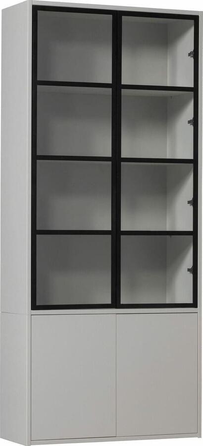 Vtwonen | Basic 4-drs Vitrinekast Grenen Mist | Woonkamer meubels | KastVitrinekast - Foto 11