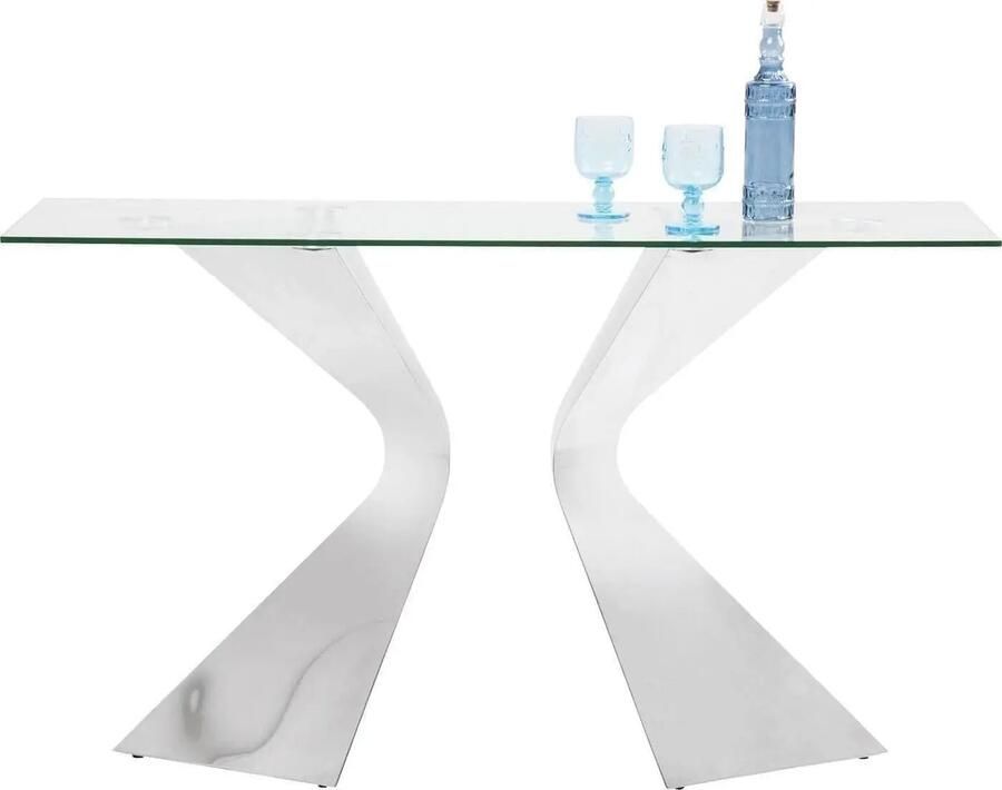 Kare Design Gloria Sidetable 140 Cm Helder Glas Chroom