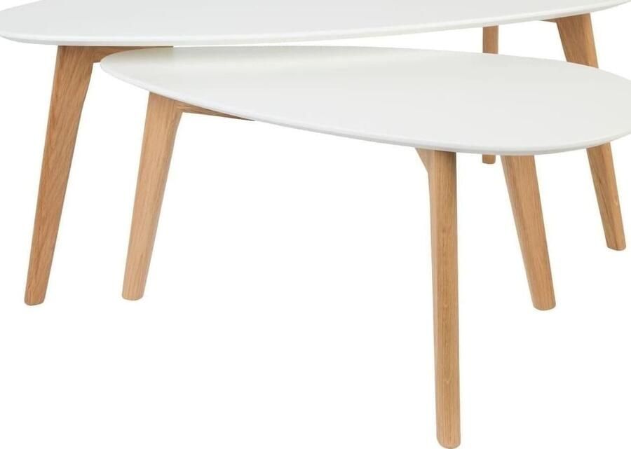 Housecraft Living Housecraft Drop Bijzettafel Ovaal Hout Wit Set van 2 - Foto 2