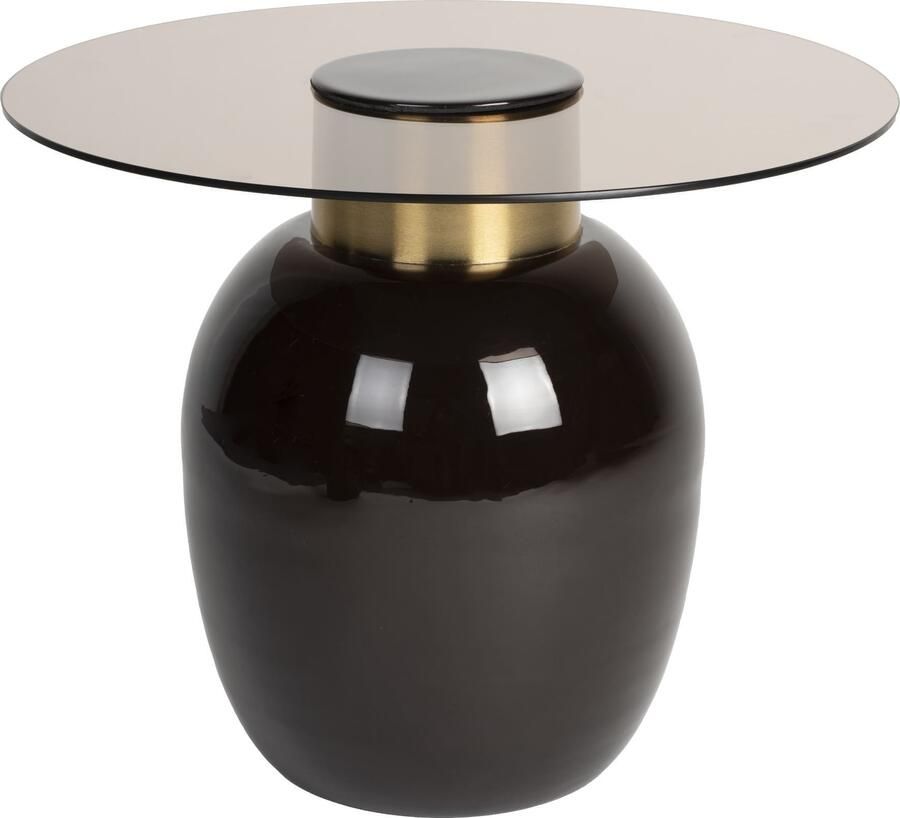 Housecraft Living Housecraft Mohra Bijzettafel Glas Metaal 50x50 cm (S) Beige Zwart