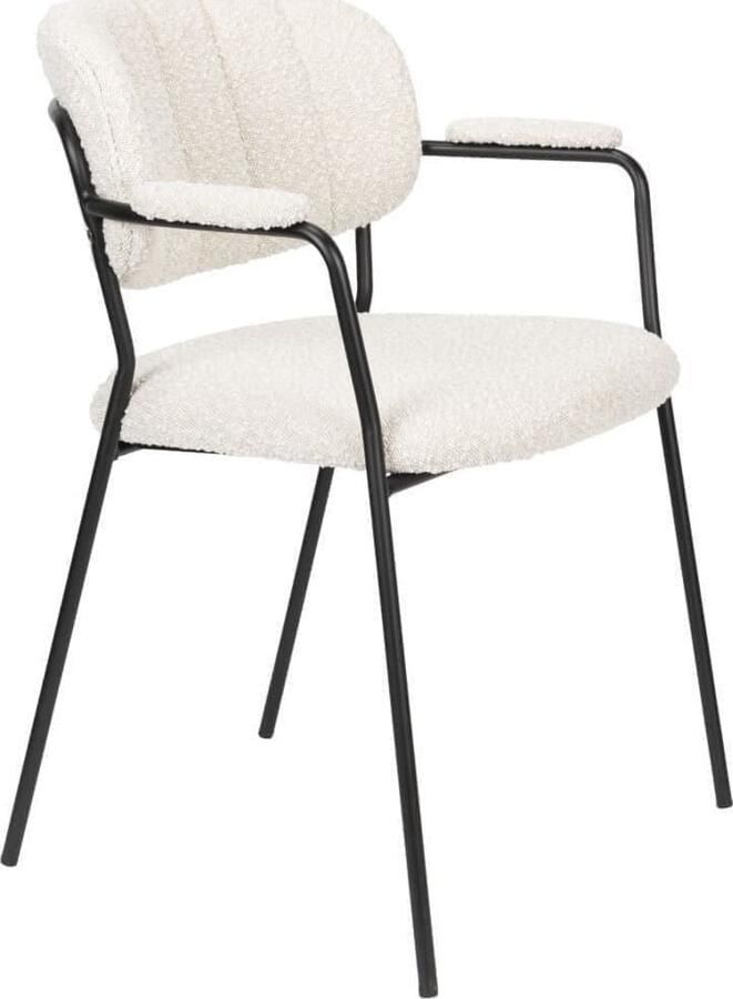 White Label Living | White Label Living | Armstoel Jolien Black bouclé | Zitmeubels eetkamer | Armstoel | Zitmeubels eetkamer | Armstoel
