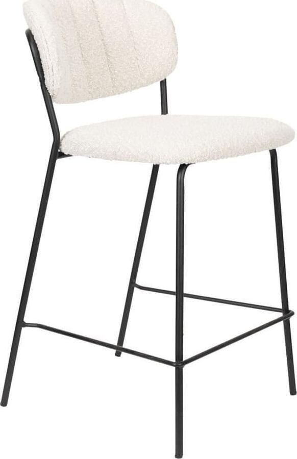 White Label Living | White Label Living | Barstoel Jolien Black bouclé | Zitmeubels eetkamer | Barstoel | Zitmeubels eetkamer | Barstoel