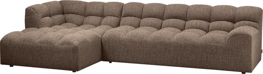 WOOOD | Allure chaise longue links geweven stof donkerbruin melange | Zitmeubels woonkamer | Hoekbank