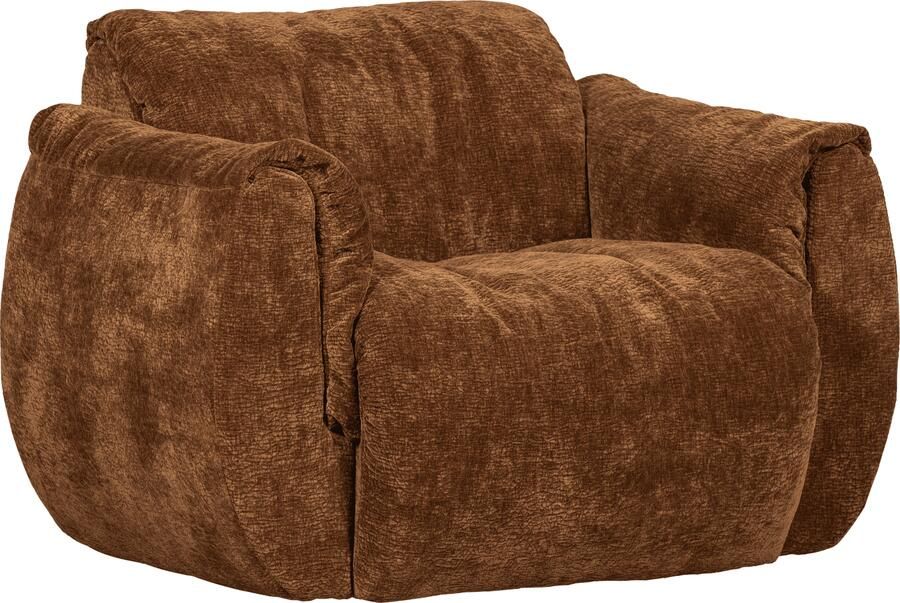 WOOOD | Baggy draaifauteuil 3d chenille middenbruin | Zitmeubels woonkamer | Draaifauteuil