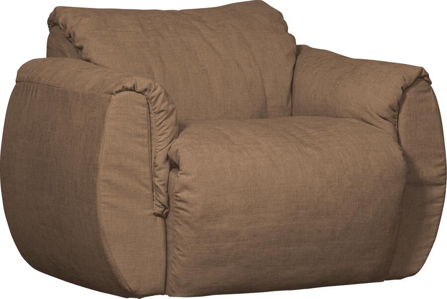 WOOOD | Baggy draaifauteuil geweven chenille bruin | Zitmeubels woonkamer | Draaifauteuil