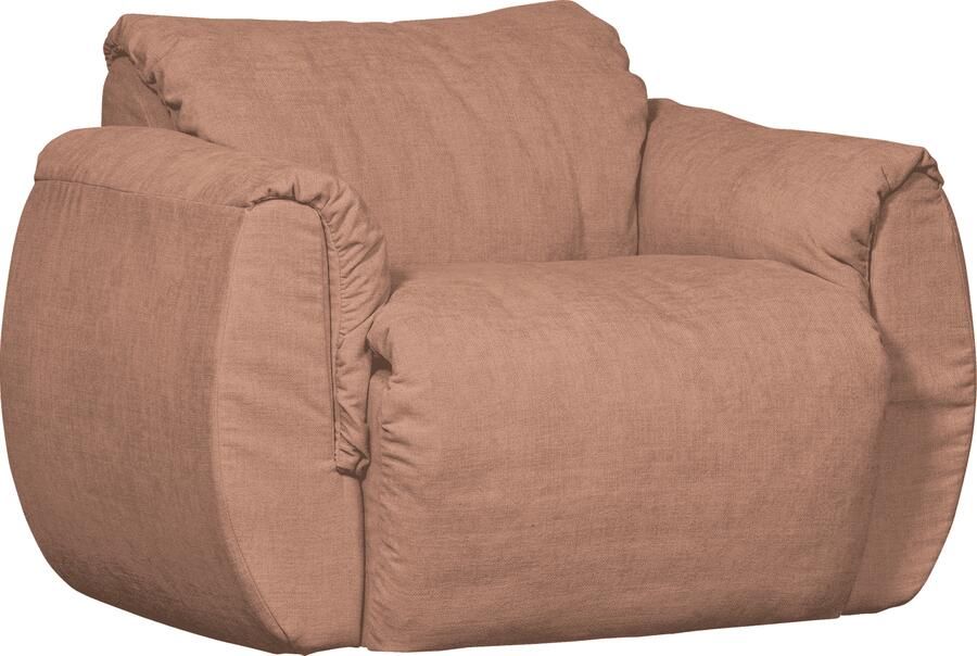 WOOOD | Baggy draaifauteuil geweven chenille oudroze | Zitmeubels woonkamer | Draaifauteuil