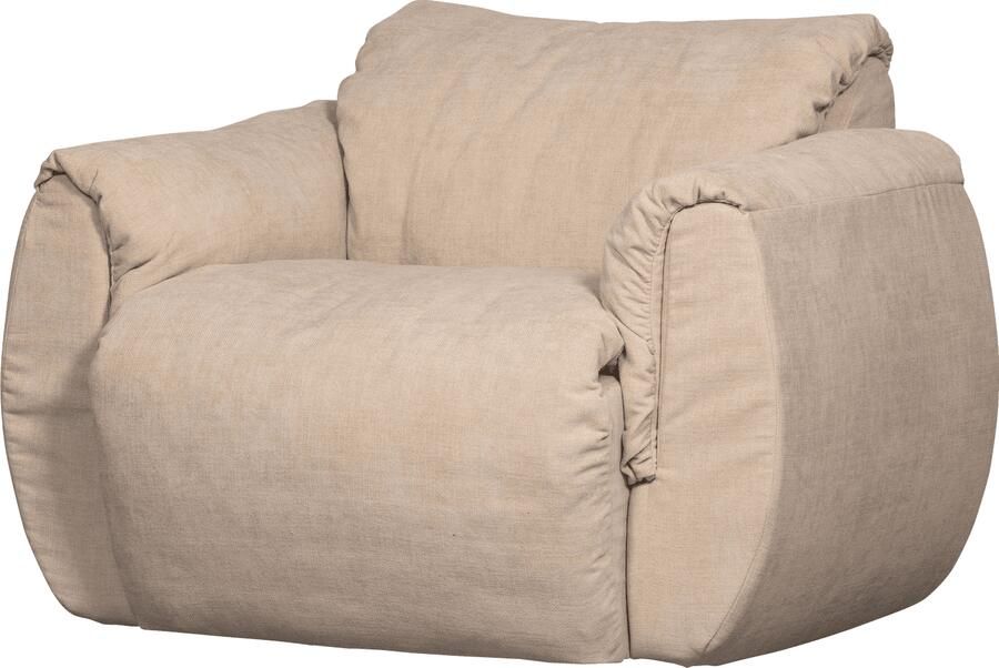 WOOOD | Baggy draaifauteuil geweven chenille zand | Zitmeubels woonkamer | Draaifauteuil