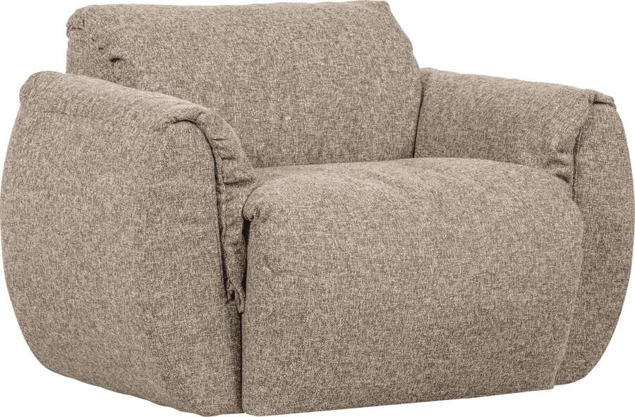 WOOOD | Baggy draaifauteuil geweven stof bruin melange | Zitmeubels woonkamer | Draaifauteuil