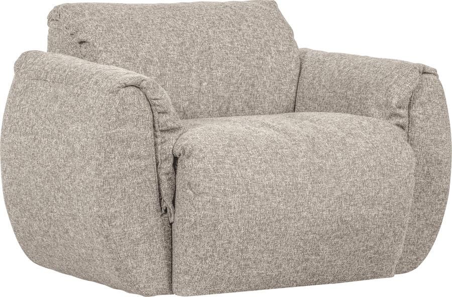 WOOOD | Baggy draaifauteuil geweven stof naturel melange | Zitmeubels woonkamer | Draaifauteuil