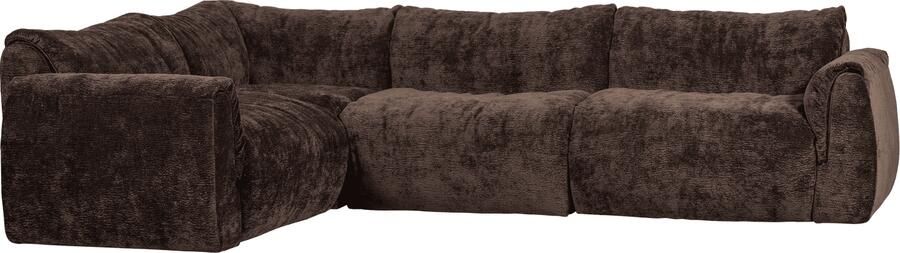 WOOOD | Baggy hoekbank links 3d chenille donkerbruin | Zitmeubels woonkamer | HoekbankModulaire banken