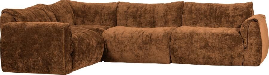 WOOOD | Baggy hoekbank links 3d chenille middenbruin | Zitmeubels woonkamer | HoekbankModulaire banken