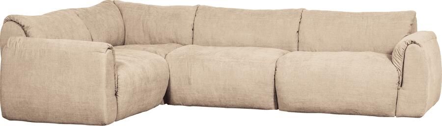 WOOOD | Baggy hoekbank links geweven chenille zand | Zitmeubels woonkamer | HoekbankModulaire banken