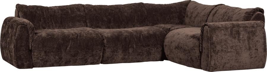 WOOOD | Baggy hoekbank rechts 3d chenille donkerbruin | Zitmeubels woonkamer | HoekbankModulaire banken