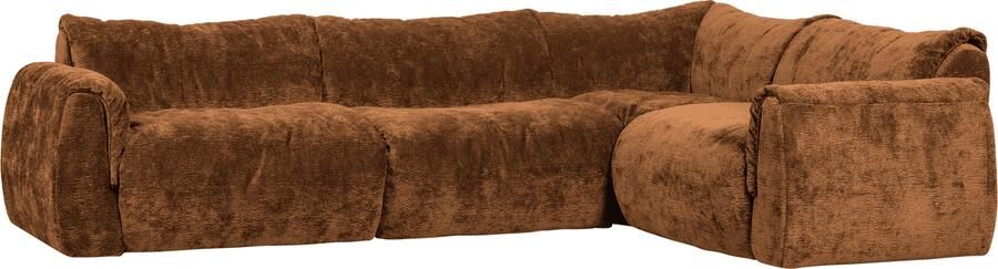 WOOOD | Baggy hoekbank rechts 3d chenille middenbruin | Zitmeubels woonkamer | HoekbankModulaire banken