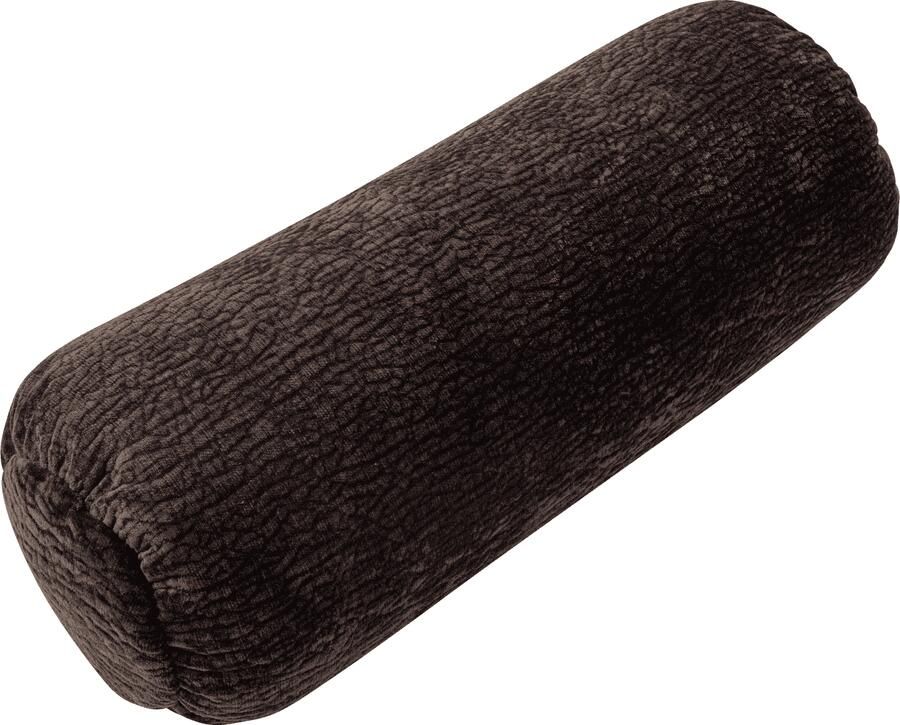 WOOOD | Baggy rolkussen 50xo23cm 3d chenille donkerbruin | Woonaccessoires | Sierkussen