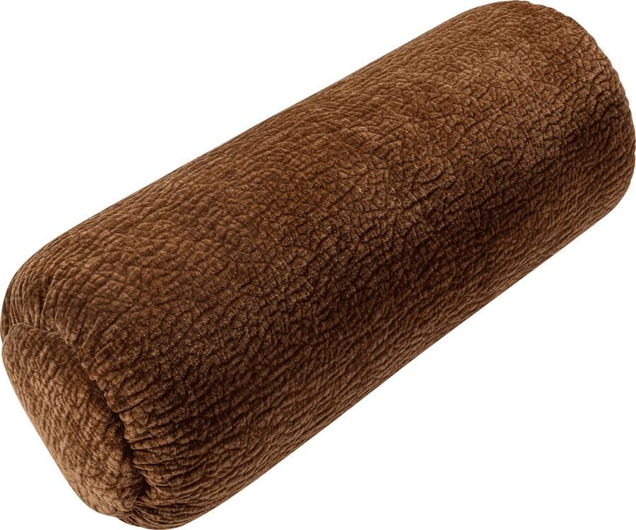 WOOOD | Baggy rolkussen 50xo23cm 3d chenille middenbruin | Woonaccessoires | Sierkussen