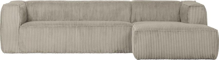 WOOOD | Bean Hoekbank Rechts Grove Ribstof Naturel | Zitmeubels woonkamer | HoekbankModulaire banken