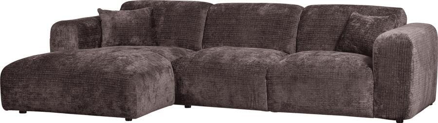 WOOOD | Cloud chaise longue links geweven chenille warm bruin | Zitmeubels woonkamer | HoekbankModulaire banken