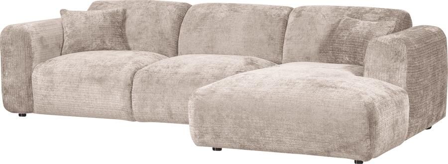 WOOOD | Cloud chaise longue rechts geweven chenille naturel | Zitmeubels woonkamer | HoekbankModulaire banken