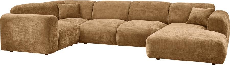 WOOOD | Cloud hoekbank links geweven chenille honing geel | Zitmeubels woonkamer | HoekbankModulaire banken