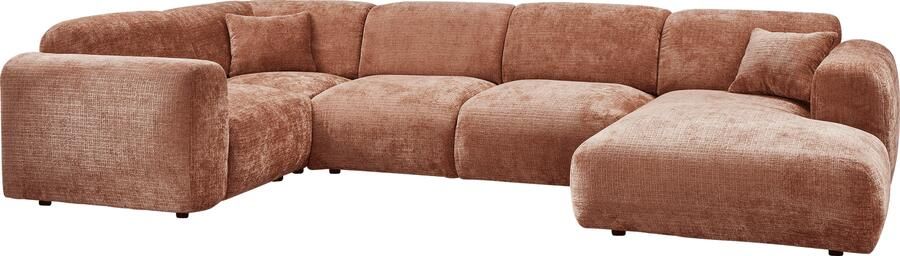 WOOOD | Cloud hoekbank links geweven chenille terra | Zitmeubels woonkamer | HoekbankModulaire banken