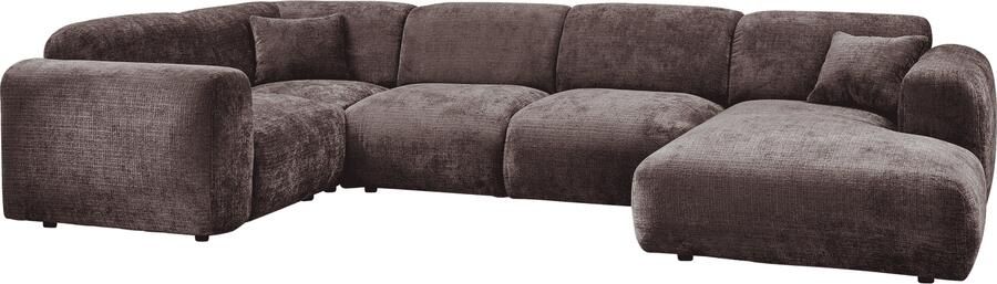 WOOOD | Cloud hoekbank links geweven chenille warm bruin | Zitmeubels woonkamer | HoekbankModulaire banken