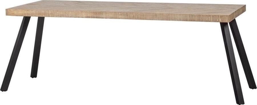 WOOOD | Combi-Eettafel: mango visgraat 180x90&2-standen poot vierk | Eettafels | Eettafel
