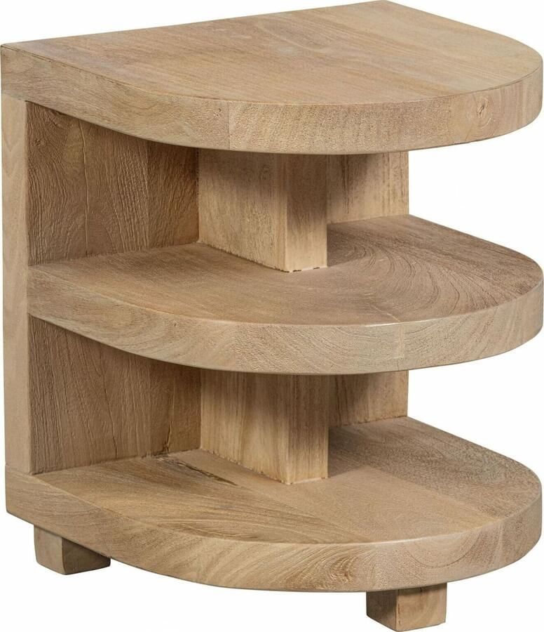 WOOOD | Darren Halfronde Bijzettafel Mango Hout Naturel | Woonkamertafels | Bijzettafel - Foto 9
