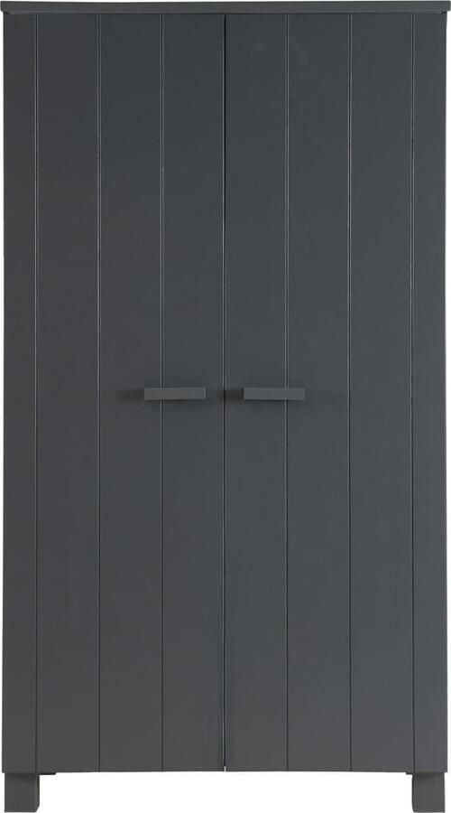 WOOOD | Dennis Kast Grenen Steel Grey Geborsteld | Slaapkamerkasten | KledingkastLinnenkast - Foto 9