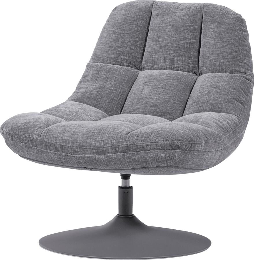 WOOOD | Elvi draaifauteuil chenille structuur lichtgrijs | Zitmeubels woonkamer | Draaifauteuil
