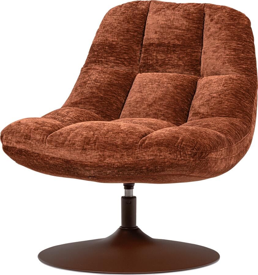 WOOOD | Elvi draaifauteuil chenille structuur roestbruin | Zitmeubels woonkamer | Draaifauteuil