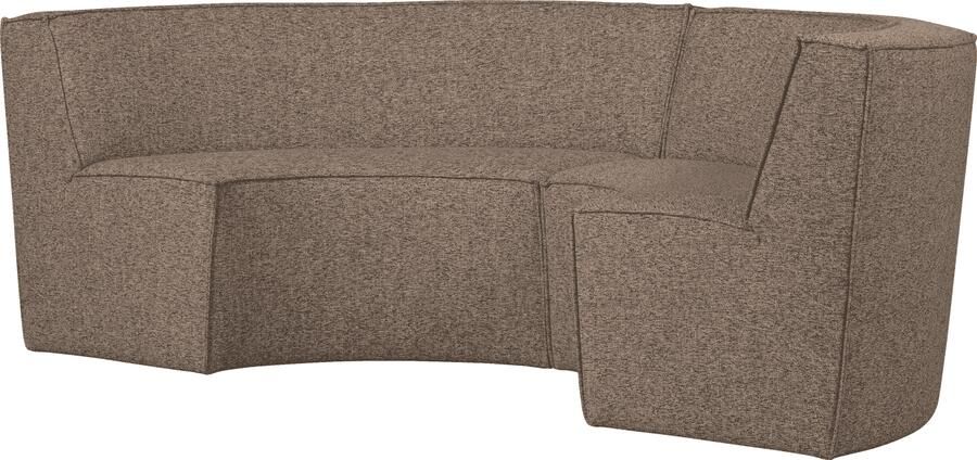 WOOOD | Europa 4-zitsbank eetbank geweven stof donkerbruin melange | Zitmeubels eetkamer | Eetkamerbank