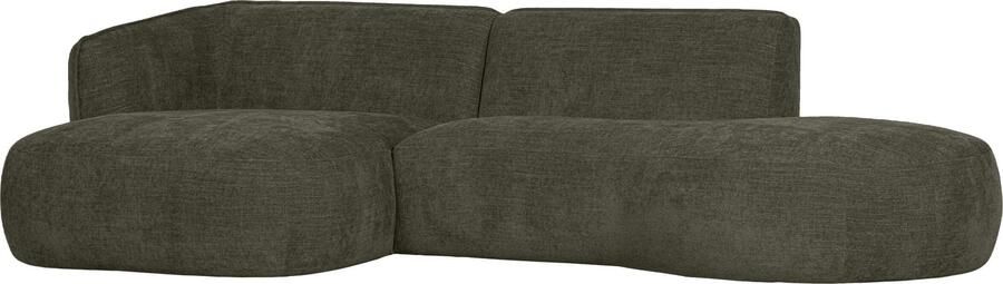 WOOOD Exclusive | Hoekbank Polly Chaise Longue Links Warm Groen | Zitmeubels woonkamer | HoekbankModulaire banken