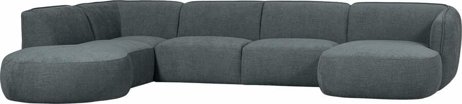 WOOOD Exclusive | Hoekbank Polly U-vorm Links Blauw groen | Zitmeubels woonkamer | HoekbankModulaire banken