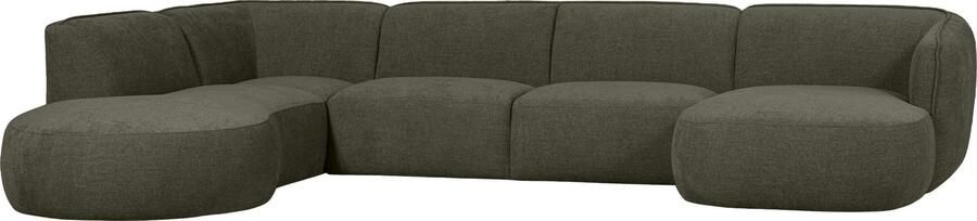 WOOOD Exclusive | Hoekbank Polly U-vorm Links Warm Groen | Zitmeubels woonkamer | HoekbankModulaire banken