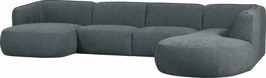 WOOOD Exclusive | Hoekbank Polly U-vorm Rechts Blauw groen | Zitmeubels woonkamer | HoekbankModulaire banken