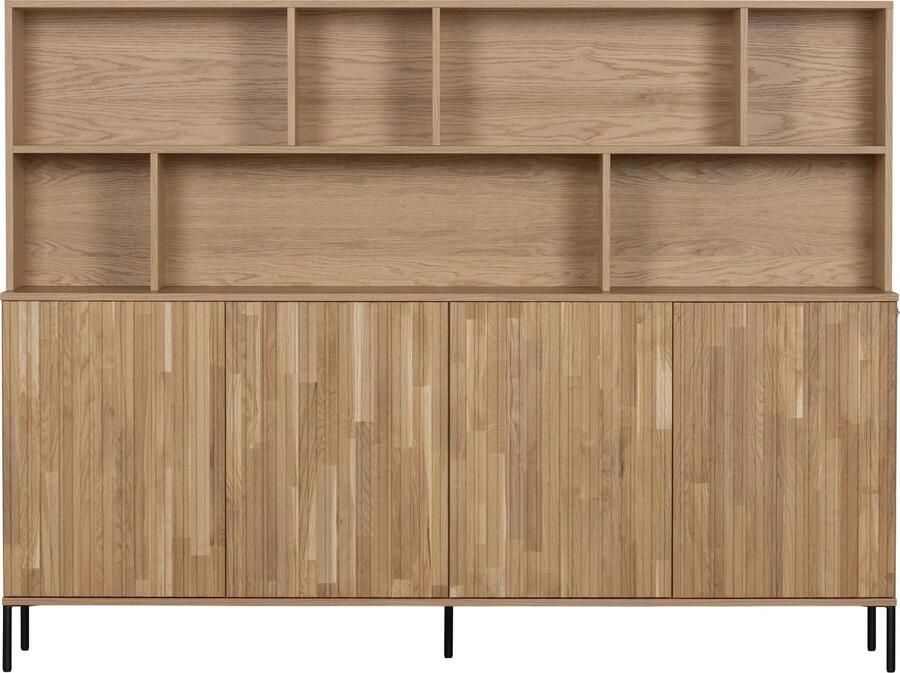 WOOOD Exclusive | New Gravure Wandkast Eiken Blanke Lak | Woonkamer meubels | BergkastBuffetkastKast