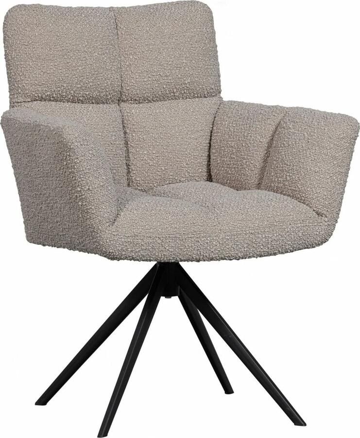 WOOOD Exclusive | Vinny Draaistoel Met Armleuning Bouclé Zand | Zitmeubels eetkamer | Armstoel - Foto 6