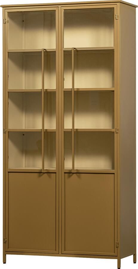 WOOOD | Exhibit xl 2-deurs vitrinekast metaal honing geel | Woonkamer meubels | Kast | Vitrinekast - Foto 2