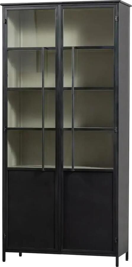 WOOOD | Exhibit xl 2-deurs vitrinekast metaal zwart | Woonkamer meubels | Kast | Vitrinekast